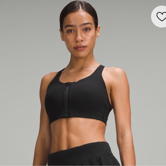 Lululemon Energy Black Zip-Front Sports Bra-high support